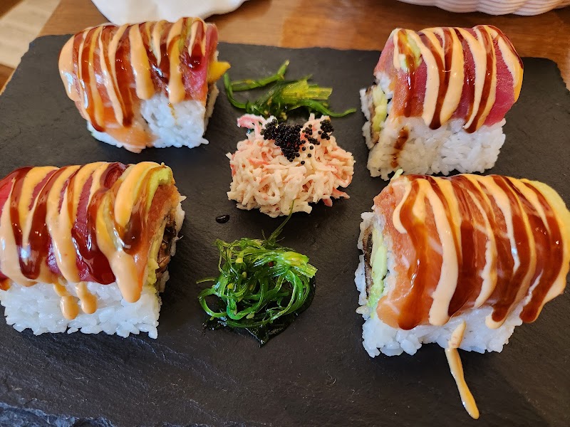 Rainbow rolls, artful presentation