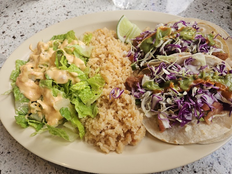 Fresh fish tacos plated