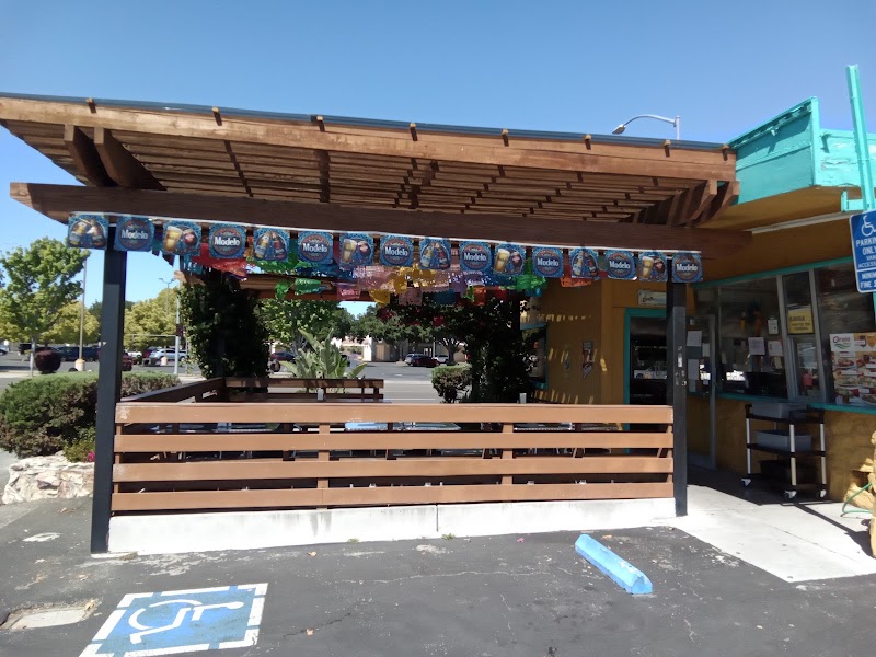 Sunny outdoor patio seating