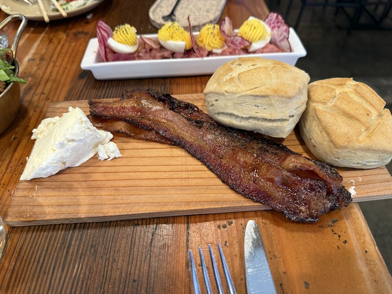 Bacon board with biscuits