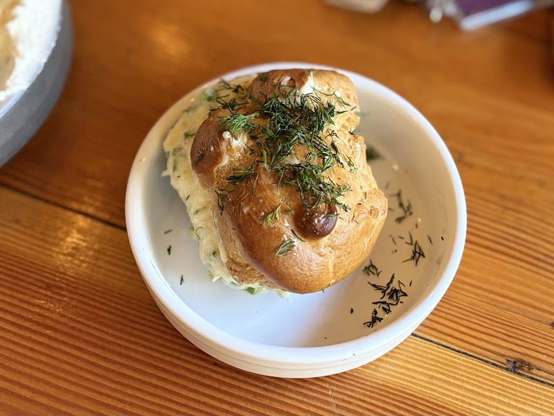 Herb-topped crab gougère
