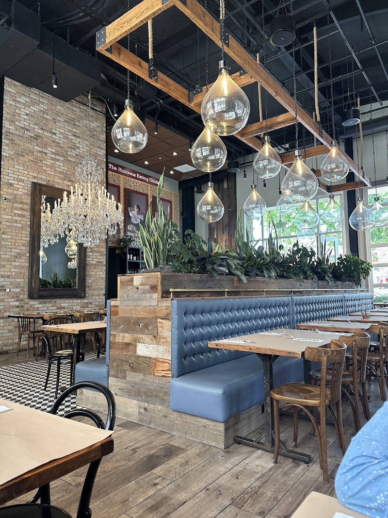 Rustic, plant-filled dining space