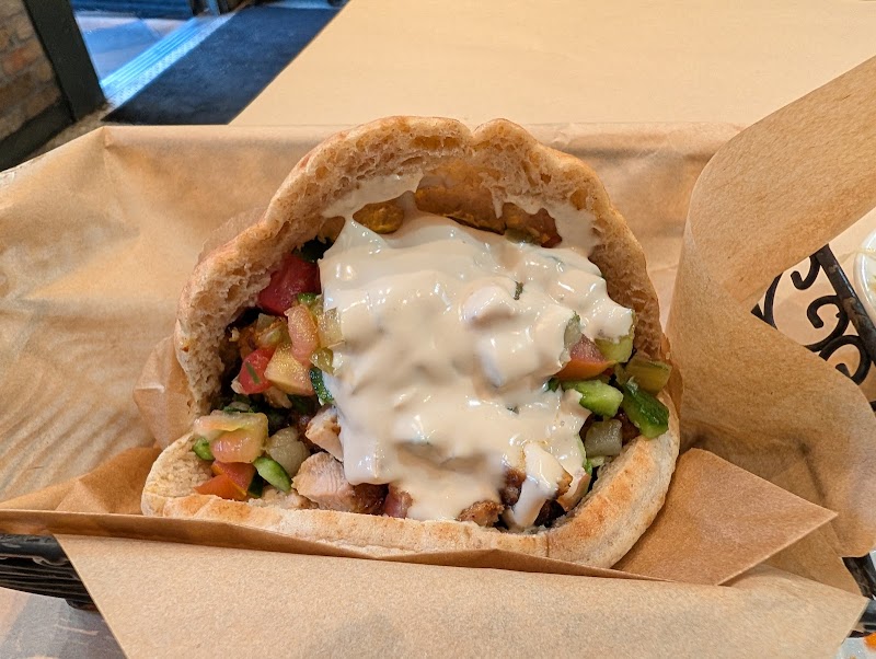 Pita stuffed with schnitzel