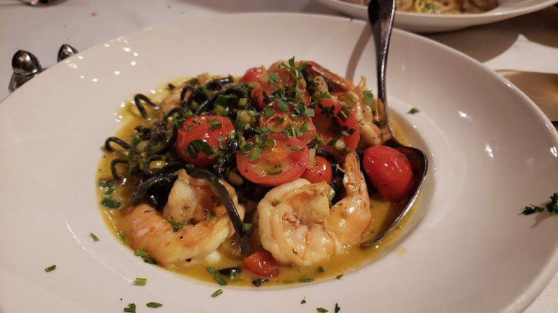 Squid ink pasta, cherry tomatoes
