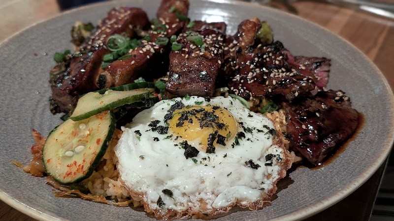 Sticky ribs, fried egg bowl