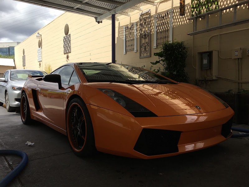 Orange Lamborghini, showroom ready