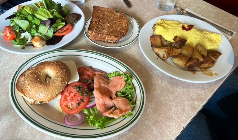 Hearty breakfast spread, diner-style