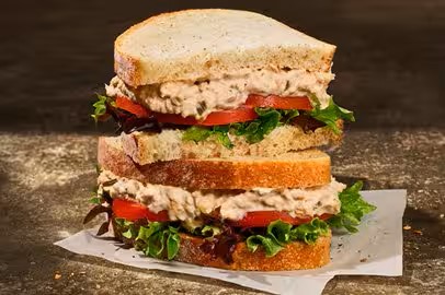 Hearty sandwich, freshly stacked