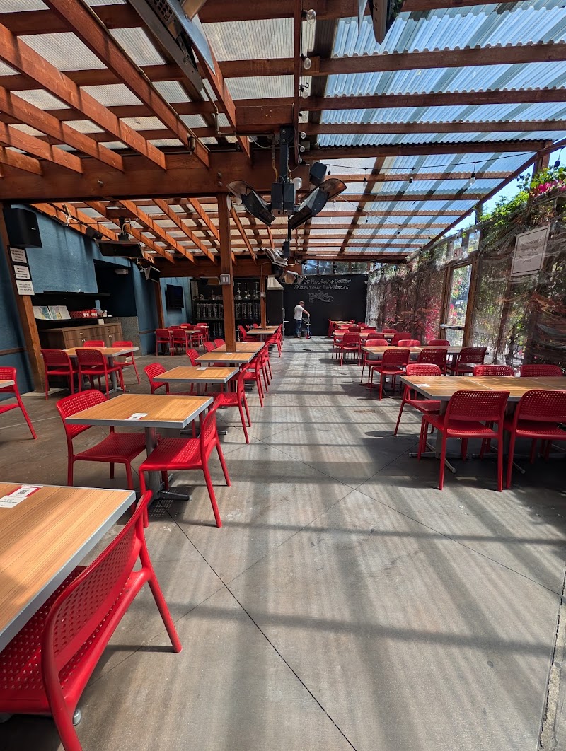 Sunny outdoor patio seating