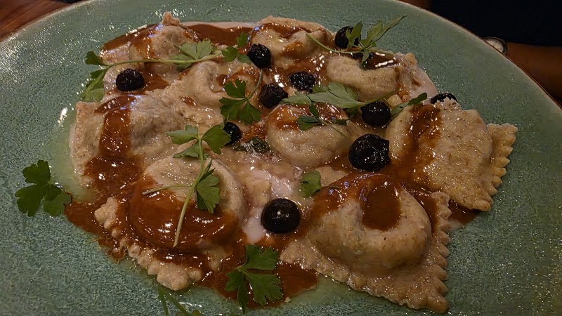 Handmade ravioli, rich sauce