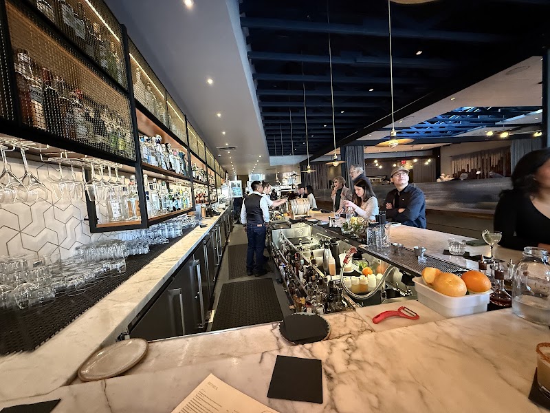 Lively marble bar scene