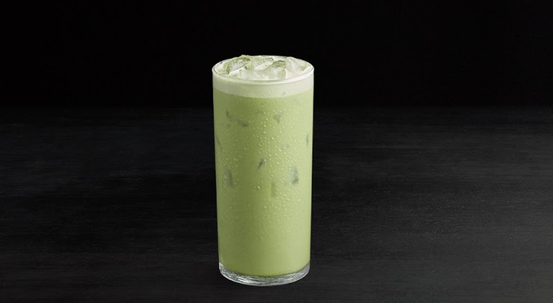 Iced matcha latte, chilled