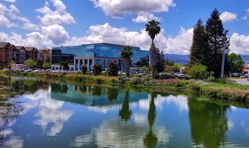 Scenic waterfront plaza setting