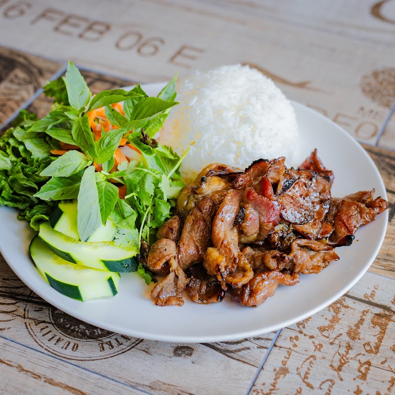 Grilled pork with fresh herbs