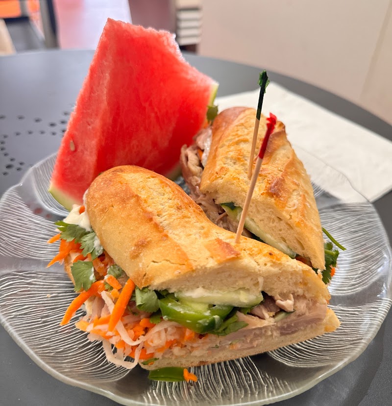 Chicken banh mi with watermelon