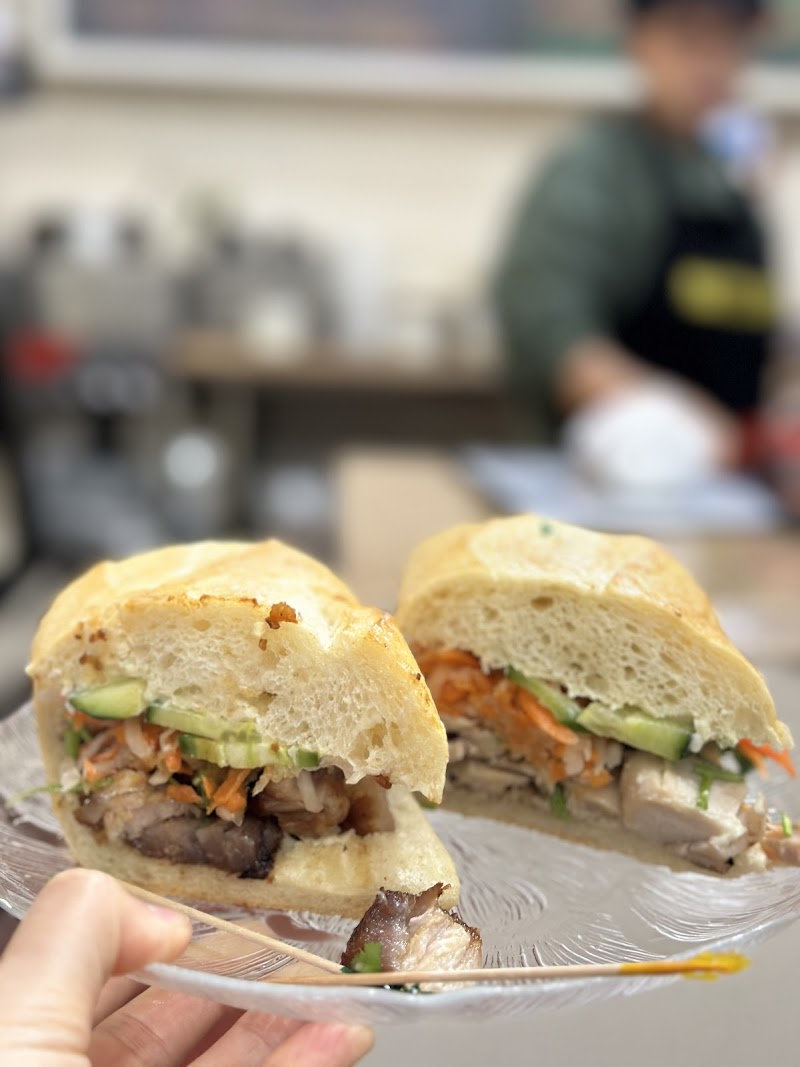 Pork belly banh mi, halved
