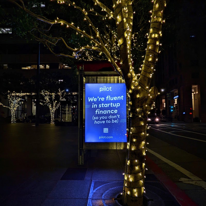 Pilot ad lit up downtown