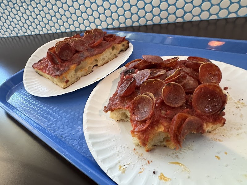 Pepperoni square slices served