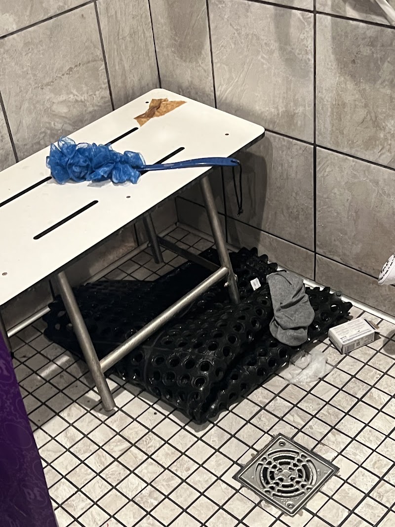 Shower area with bench