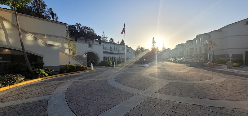 Sunny morning arrival courtyard