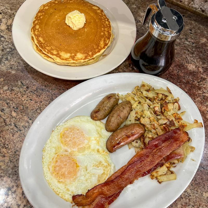 Full breakfast plate, generous portions