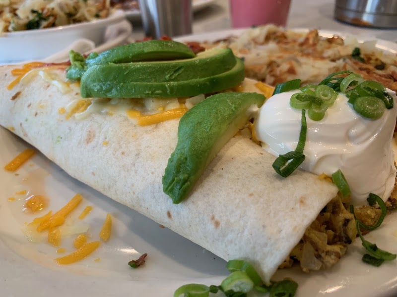 Loaded breakfast burrito, avocado