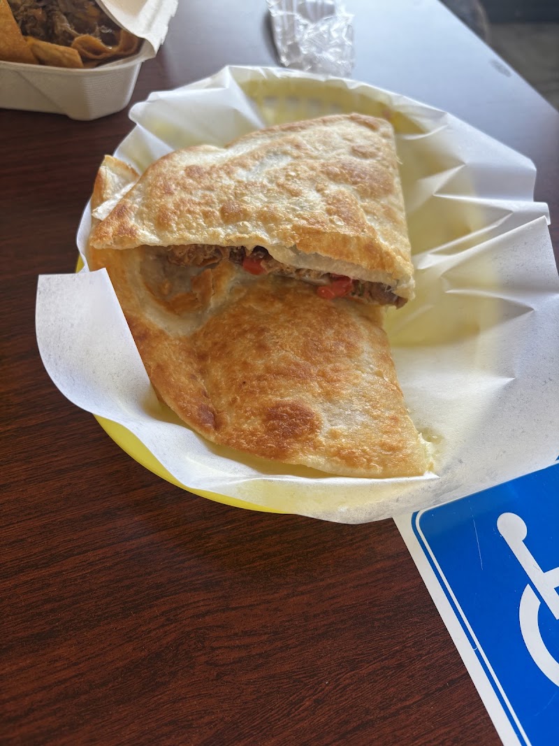 Crispy golden quesadilla halves