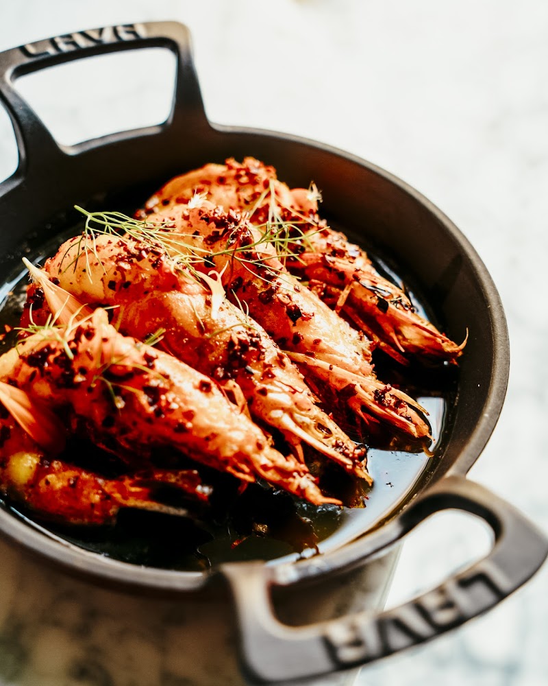 Spiced prawns, beautifully plated