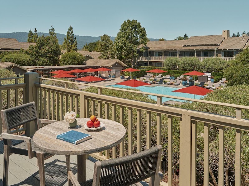 Balcony overlooking pool grounds