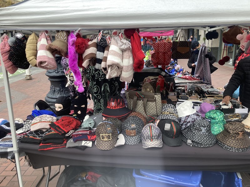 Street market hats display