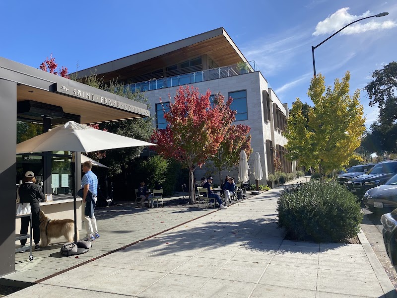 Sunny outdoor patio seating