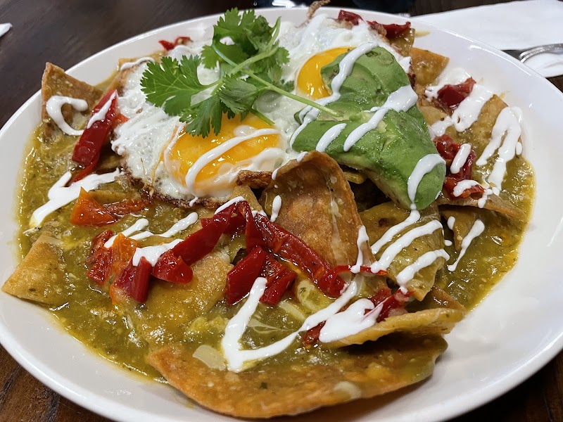 Green salsa chilaquiles plate