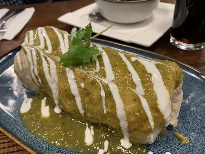 Smothered burrito, verde sauce