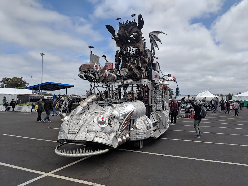 Intricate art car on display