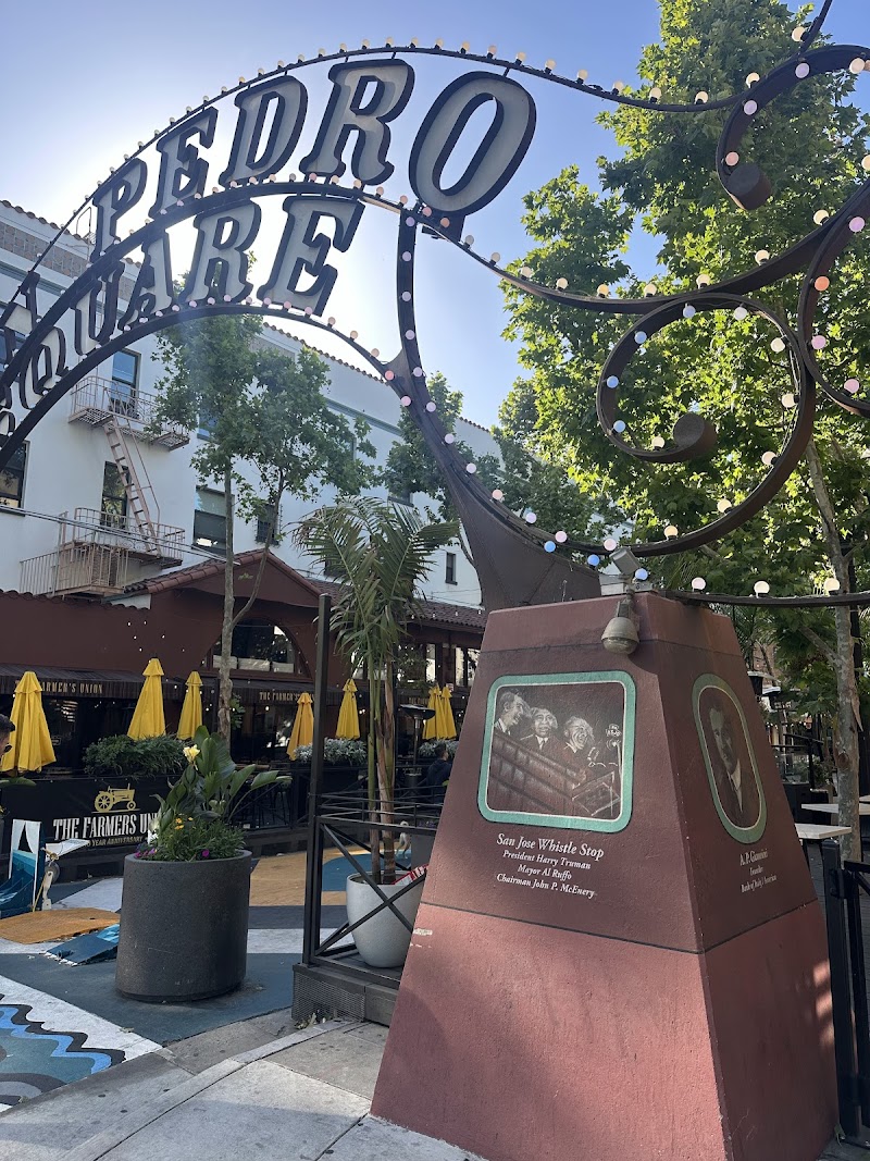 Historic archway, lively patio