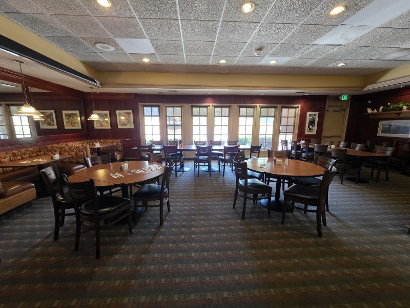 Bright windows, open dining room