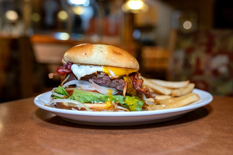 Loaded burger with fries