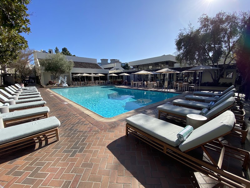 Spacious pool with loungers