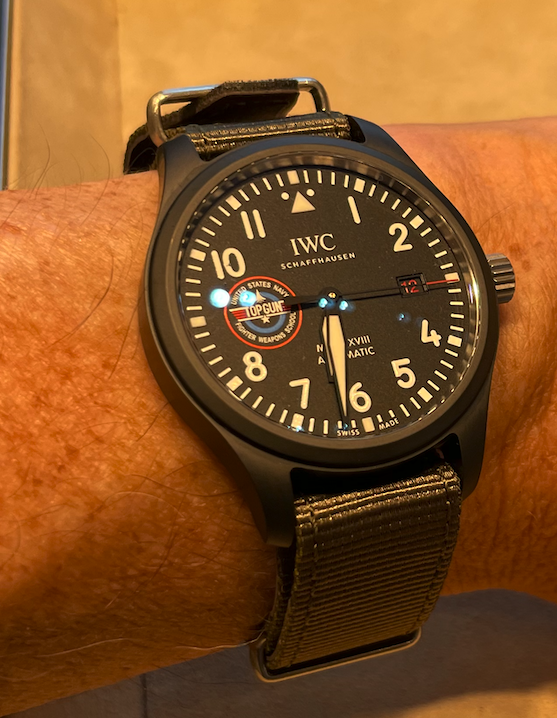 IWC pilot watch on wrist