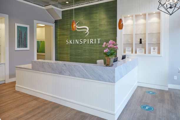 Bright marble front desk