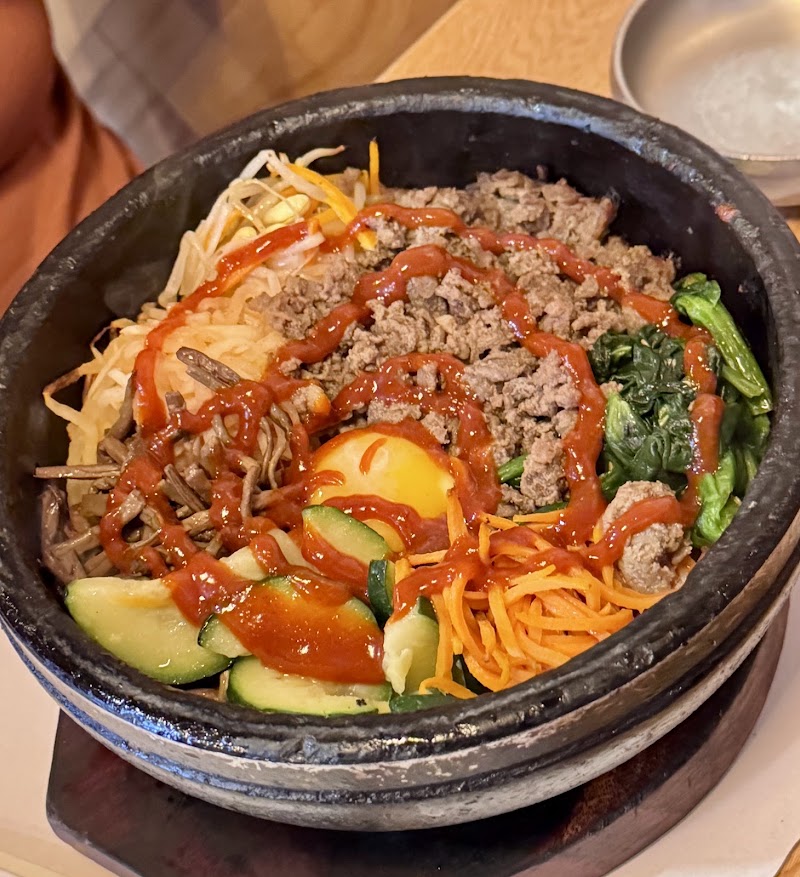 Sizzling stone bowl bibimbap