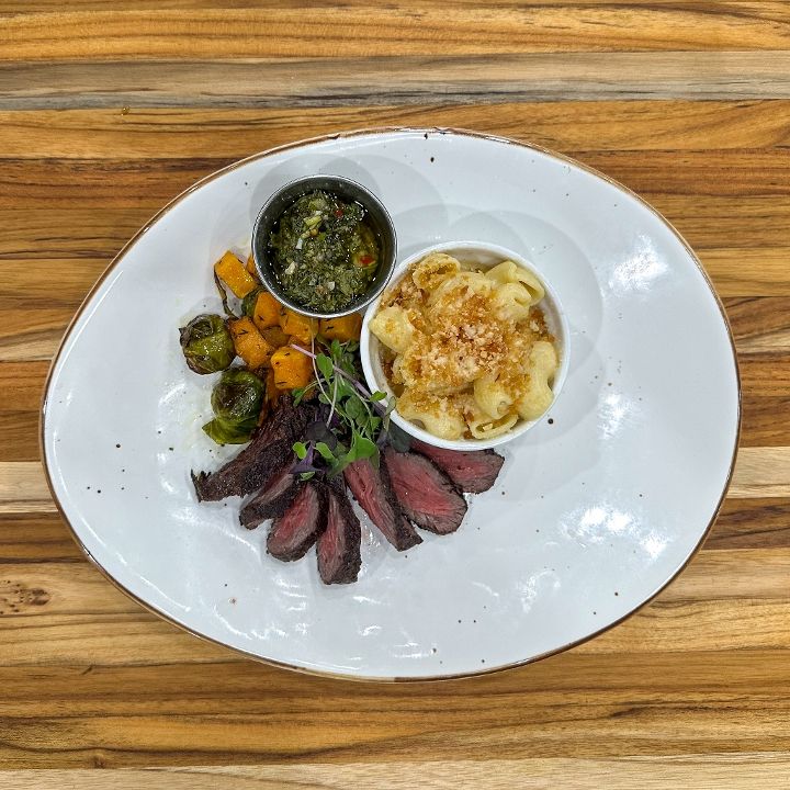 Steak with chimichurri and sides