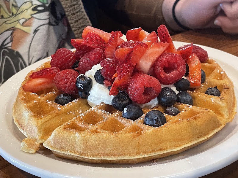 Waffle piled with berries