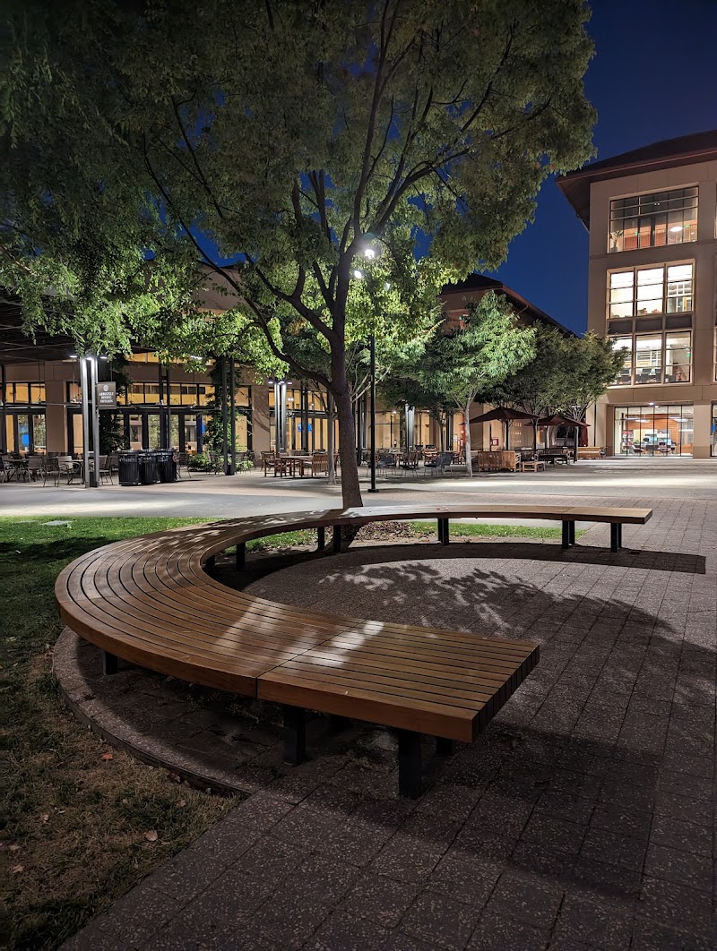Evening campus gathering space