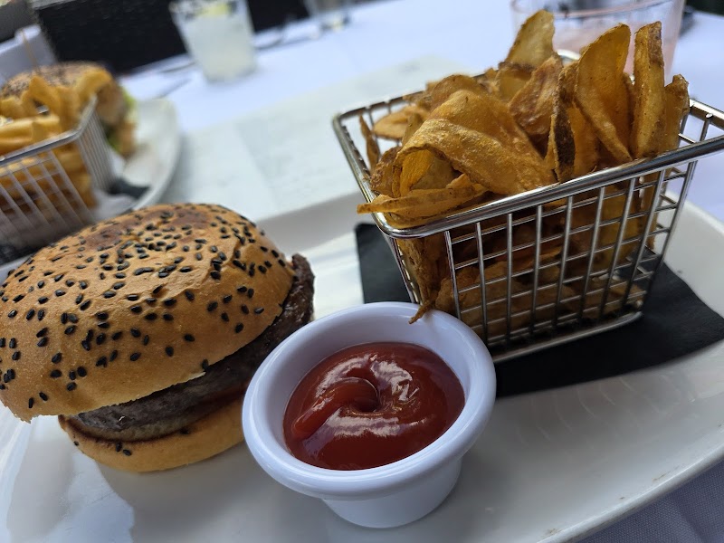 Burger and crispy fries