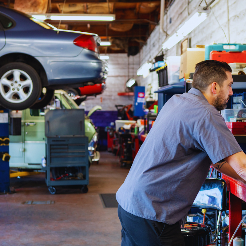 Technician reviewing repair work