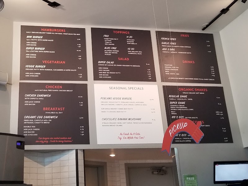 Full menu on display