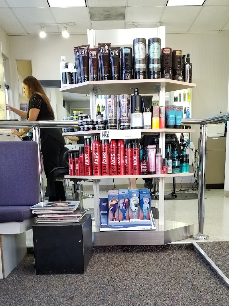 Professional products stocked salon shelves