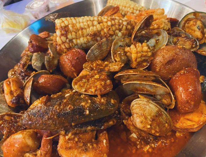 Clams, mussels, corn, sausage