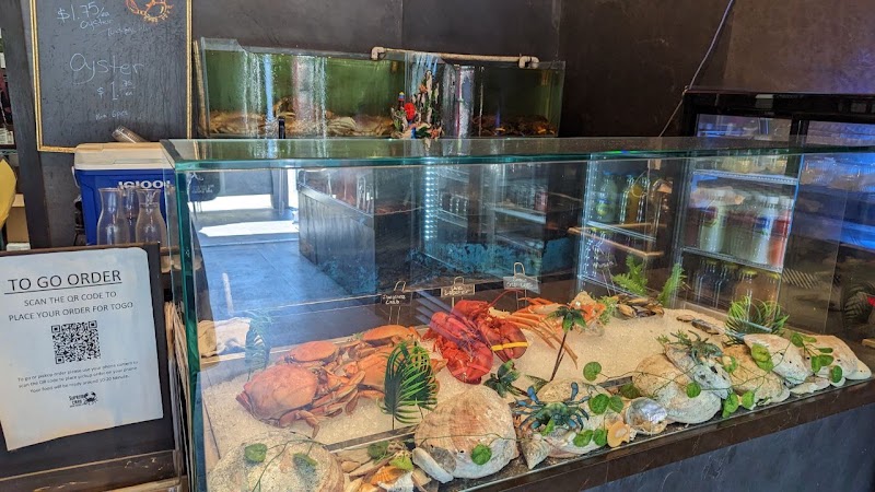 Live seafood display counter